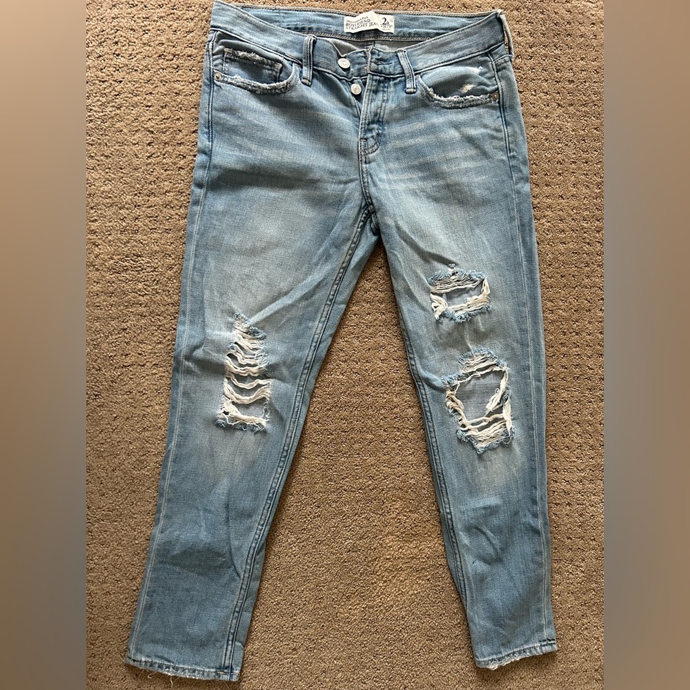 Abercrombie boyfriend straight Distressed Jeans